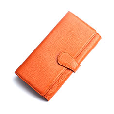 LG X Cam用ハンドバッグ ポーチ 財布型ケース レザー ユニバーサル K02 オレンジ
