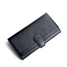 Huawei Honor 9 Lite用ハンドバッグ ポーチ 財布型ケース レザー ユニバーサル K02 ブラック