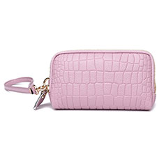 Wiko Getaway用ハンドバッグ ポーチ 財布型ケース レザー ユニバーサル K09 ピンク