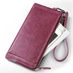 LG G4用ハンドバッグ ポーチ財布 レザー ユニバーサル パープル