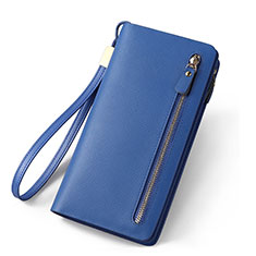 Xiaomi Mi Note 10 Lite用カイコハンドバッグ ポーチ 財布型ケース レザー ユニバーサル T01 ネイビー