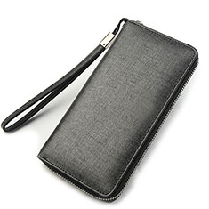LG K52用カイコハンドバッグ ポーチ 財布型ケース レザー ユニバーサル H04 グレー
