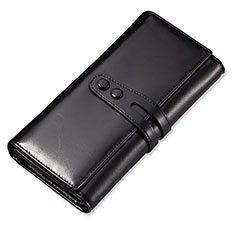 Samsung Galaxy M22 4G用ハンドバッグ ポーチ 財布型ケース レザー ユニバーサル H14 ブラック