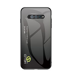 Xiaomi Black Shark 5 RS 5G用ハイブリットバンパーケース プラスチック 鏡面 虹 グラデーション 勾配色 カバー LS1 Xiaomi ダークグレー