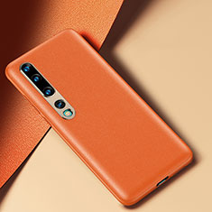 Xiaomi Mi 10用ケース 高級感 手触り良いレザー柄 R02 Xiaomi オレンジ
