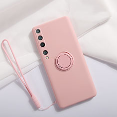 Xiaomi Mi 10用極薄ソフトケース シリコンケース 耐衝撃 全面保護 アンド指輪 マグネット式 バンパー T01 Xiaomi ピンク