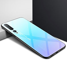 Xiaomi Mi 10用ハイブリットバンパーケース プラスチック パターン 鏡面 カバー Xiaomi ブルー