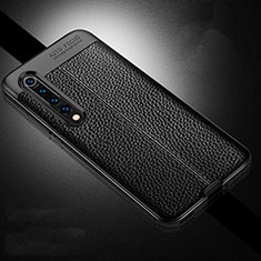 Xiaomi Mi 10用シリコンケース ソフトタッチラバー レザー柄 カバー A01 Xiaomi ブラック