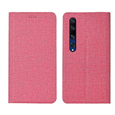 Xiaomi Mi 10用手帳型 布 スタンド Xiaomi ピンク