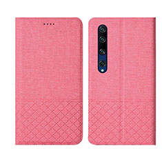 Xiaomi Mi 10用手帳型 布 スタンド L01 Xiaomi ピンク