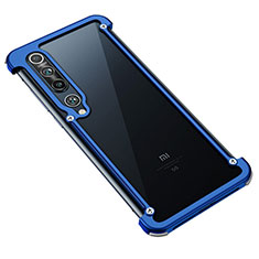 Xiaomi Mi 10用ケース 高級感 手触り良い アルミメタル 製の金属製 バンパー カバー A01 Xiaomi ネイビー