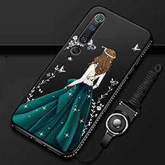 Xiaomi Mi 10用シリコンケース ソフトタッチラバー バタフライ ドレスガール ドレス少女 カバー Xiaomi グリーン