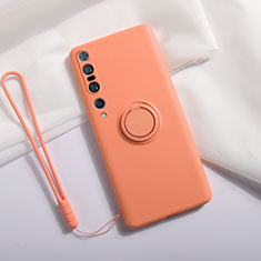 Xiaomi Mi 10 Pro用極薄ソフトケース シリコンケース 耐衝撃 全面保護 アンド指輪 マグネット式 バンパー T02 Xiaomi オレンジ