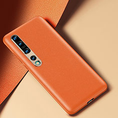 Xiaomi Mi 10 Pro用ケース 高級感 手触り良いレザー柄 Xiaomi オレンジ