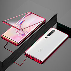 Xiaomi Mi 10 Pro用ケース 高級感 手触り良い アルミメタル 製の金属製 360度 フルカバーバンパー 鏡面 カバー M07 Xiaomi レッド