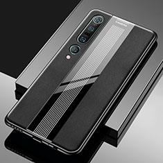 Xiaomi Mi 10 Pro用シリコンケース ソフトタッチラバー レザー柄 カバー S03 Xiaomi ブラック
