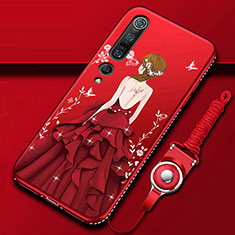 Xiaomi Mi 10 Pro用シリコンケース ソフトタッチラバー バタフライ ドレスガール ドレス少女 カバー Xiaomi レッド