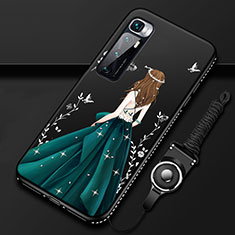 Xiaomi Mi 10 Ultra用シリコンケース ソフトタッチラバー バタフライ ドレスガール ドレス少女 カバー Xiaomi ブラック