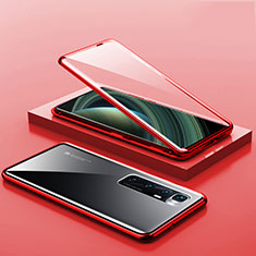Xiaomi Mi 10 Ultra用ケース 高級感 手触り良い アルミメタル 製の金属製 360度 フルカバーバンパー 鏡面 カバー M03 Xiaomi レッド