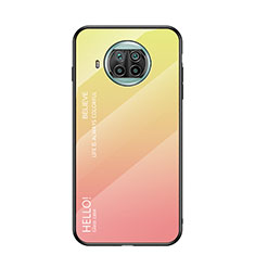 Xiaomi Mi 10i 5G用ハイブリットバンパーケース プラスチック 鏡面 虹 グラデーション 勾配色 カバー LS1 Xiaomi イエロー