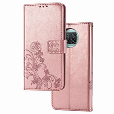 Xiaomi Mi 10i 5G用手帳型 レザーケース スタンド 花 カバー Xiaomi ピンク