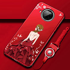 Xiaomi Mi 10T Lite 5G用シリコンケース ソフトタッチラバー バタフライ ドレスガール ドレス少女 カバー Xiaomi レッド