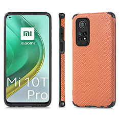 Xiaomi Mi 10T Pro 5G用極薄ソフトケース シリコンケース 耐衝撃 全面保護 マグネット式 バンパー S01D Xiaomi ブラウン