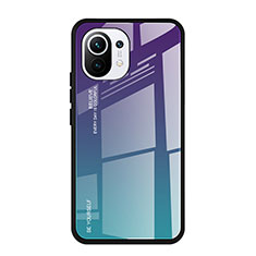 Xiaomi Mi 11 5G用ハイブリットバンパーケース プラスチック 鏡面 虹 グラデーション 勾配色 カバー H01 Xiaomi マルチカラー