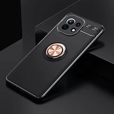 Xiaomi Mi 11 5G用極薄ソフトケース シリコンケース 耐衝撃 全面保護 アンド指輪 マグネット式 バンパー K01 Xiaomi ゴールド・ブラック