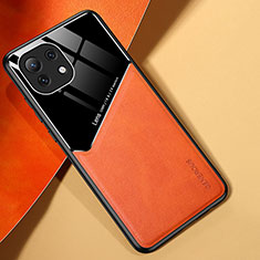 Xiaomi Mi 11 5G用シリコンケース ソフトタッチラバー レザー柄 カバー H05 Xiaomi オレンジ
