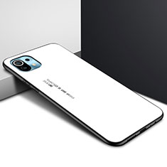 Xiaomi Mi 11 Lite 4G用ハイブリットバンパーケース プラスチック 鏡面 カバー Xiaomi ホワイト