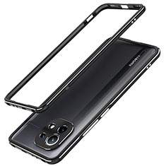 Xiaomi Mi 11 Lite 4G用ケース 高級感 手触り良い アルミメタル 製の金属製 バンパー カバー T02 Xiaomi ブラック