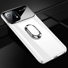 Xiaomi Mi 11 Lite 4G用ハードケース プラスチック 質感もマット アンド指輪 マグネット式 P01 Xiaomi ホワイト
