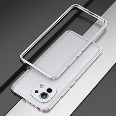 Xiaomi Mi 11 Lite 4G用ケース 高級感 手触り良い アルミメタル 製の金属製 バンパー カバー T01 Xiaomi シルバー