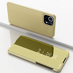 Xiaomi Mi 11 Lite 4G用手帳型 レザーケース スタンド 鏡面 カバー Xiaomi ゴールド
