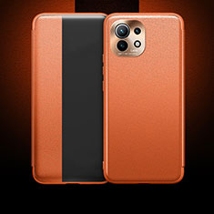 Xiaomi Mi 11 Lite 5G用手帳型 レザーケース スタンド カバー T01 Xiaomi オレンジ