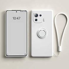 Xiaomi Mi 11 Pro 5G用極薄ソフトケース シリコンケース 耐衝撃 全面保護 アンド指輪 マグネット式 バンパー A04 Xiaomi ホワイト