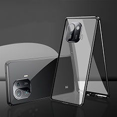 Xiaomi Mi 11 Pro 5G用ケース 高級感 手触り良い アルミメタル 製の金属製 360度 フルカバーバンパー 鏡面 カバー Xiaomi ブラック