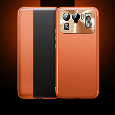 Xiaomi Mi 11 Ultra 5G用手帳型 レザーケース スタンド カバー Xiaomi オレンジ