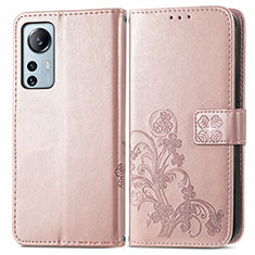 Xiaomi Mi 12 5G用手帳型 レザーケース スタンド 花 カバー Xiaomi ピンク