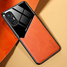 Xiaomi Mi 12 5G用シリコンケース ソフトタッチラバー レザー柄 アンドマグネット式 S02 Xiaomi オレンジ