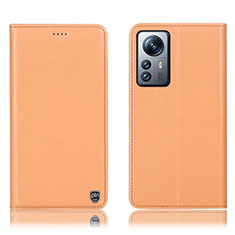 Xiaomi Mi 12 Lite 5G用手帳型 レザーケース スタンド カバー H07P Xiaomi オレンジ