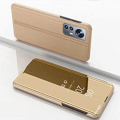 Xiaomi Mi 12 Pro 5G用手帳型 レザーケース スタンド 鏡面 カバー L04 Xiaomi ゴールド