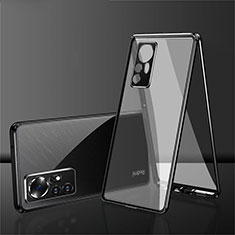 Xiaomi Mi 12 Pro 5G用ケース 高級感 手触り良い アルミメタル 製の金属製 360度 フルカバーバンパー 鏡面 カバー Xiaomi ブラック