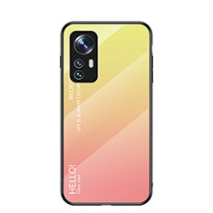 Xiaomi Mi 12X 5G用ハイブリットバンパーケース プラスチック 鏡面 虹 グラデーション 勾配色 カバー M02 Xiaomi オレンジ