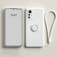 Xiaomi Mi 12X 5G用極薄ソフトケース シリコンケース 耐衝撃 全面保護 アンド指輪 マグネット式 バンパー Xiaomi ホワイト