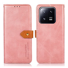 Xiaomi Mi 13 5G用手帳型 レザーケース スタンド カバー N07P Xiaomi ピンク