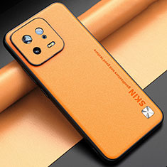 Xiaomi Mi 13 5G用ケース 高級感 手触り良いレザー柄 LS2 Xiaomi オレンジ