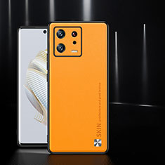 Xiaomi Mi 13 5G用ケース 高級感 手触り良いレザー柄 S03 Xiaomi オレンジ