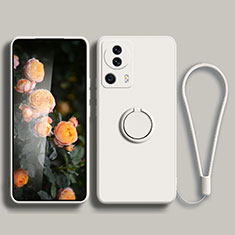 Xiaomi Mi 13 Lite 5G用極薄ソフトケース シリコンケース 耐衝撃 全面保護 アンド指輪 マグネット式 バンパー Xiaomi ホワイト